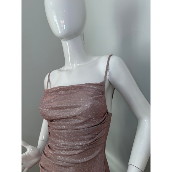 Commense Sparkly Evening Dress pink Ruched‎ Bodycon Cocktail Party Gown S - Picture 6 of 9
